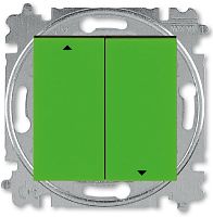 Выключатель жалюзи с фиксацией без рамки ABB EPJ Levit 2-кл. зеленый/дымчатый чёрный картинка